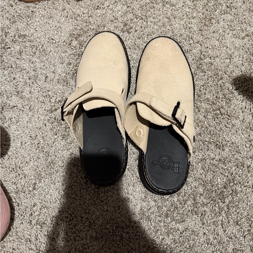 Dr. Martens Light Tan Suede Slip-Ons Carlson Mules